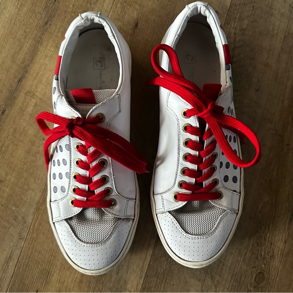 Duca Del Cosma Esti Golf Shoe Leather Sneakers White/Red - Picture 3 of 10